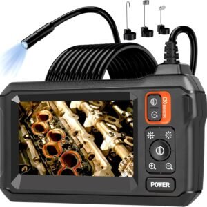 Endoscope Camera with Light, Borescope Camera with 4.3" IPS Screen, 1920P HD with 8 LED Lights, 16.4FT Semi-Rigid Cord Bore Scope, Gadgets for Men & Tools for Men
