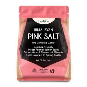 HERBION Naturals Himalayan Pink Salt Pouch Fine Grain, 100% Pure with 84 Minerals for Seasoning, Resealable, Organic, All-Natural Salt, Triple-Washed in Spring Water, Vegan, Kosher Certified