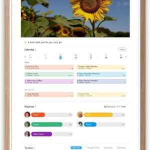 ApoloSign 15.6-inch Digital Calendar: Dual Mode Calendar with Google Play & Multi-calendar Sync, Electronic Planner & Chore Chart, Smart Touchscreen, Interactive Display for Family Schedules (Teak, 15.6")