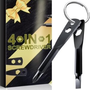 Stocking Stuffers for Men Adults - Christmas Gifts 4-in-1 Keychain Screwdriver Set for Teens Dad, Multi-functional Cool Gadgets Tools with Phillips and Slotted on Anniversary Birthday White Elephant