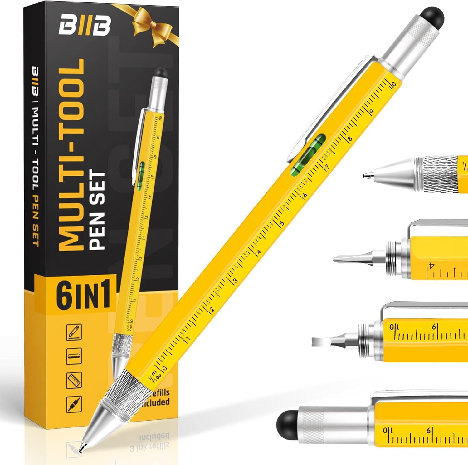 BIIB Stocking Stuffers for Adults Men Him, Multitool Pen Gifts for Men Dad Grandpa Him, Dad Mens Gifts for Christmas, Mens Stocking Stuffers 2025, White Elephant Gifts for Adults DIY Handyman Gadgets