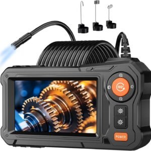 Endoscope Camera with Light - 4.3" LCD Screen Inspection Cameras,IP67 Waterproof Borescope with 8 Adjustable LED Lights,HD 1080P Endoscope Camera 16.5ft Semi-Rigid Cord,gifts for men tools and gadgets
