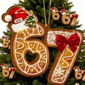 67 Funny Christmas Ornaments 2025, 67 Meme Santa Ornaments for Christmas Tree, 2D Six Seven Tree Ornament 6 7 Stuff for Xmas Holiday Home Decor