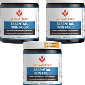 ACTIVATEDYOU Essential Skin Food - Plant Based Collagen Elastin Support Supplements for Women & Men - Supports Youthful Skin, Lysine & Dermaval for Collagen Production (3 Pack/90 Day Supply)