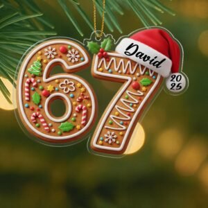 (String Included) 6 7 Ornaments 2D Acrylic Flat Funny 6 7 Meme Gen Alpha Slang Ornament Viral Teen Boy Gift Trendy Ornaments 2025 Six Seven Meme Grandkid Gift for Teenagers Gen Alpha