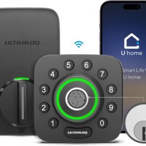 ULTRALOQ U-Bolt Pro WiFi Smart Lock with Door Sensor, 8-in-1 Keyless Entry Door Lock with Fingerprint ID, App Remote Control, Built-in WiFi Keypad Deadbolt, Auto Unlock, IP65 Waterproof, Easy Install