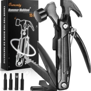 Stocking Stuffers for Men, Hammer Multitool 15 in 1, Christmas Gifts Men, White Elephant Birthday Gifts for Adults Dad Husband Boyfriend, Christmas Camping Accessories Survival Gear Cool Gadgets