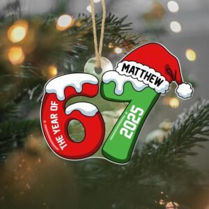 Custom Name 6 7 Viral Trend Acrylic Ornament, Six Seven 2025 Funny Teen Slang Grandkid Ornament, Gen Alpha Trendy Meme Gift (DS8)