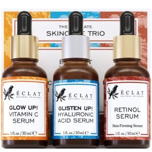 Eclat Skincare Face Serum Set – Vitamin C, Retinol, Hyaluronic Acid for Hydration & Anti-Aging – Brightening & Firming Facial Serums – 3 Pack Face Care Set