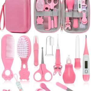 Baby Healthcare and Grooming Kit, Safety Newborn Nursery Baby Care Kit, with Hair Brush Comb, Nail Clipper, Thermometer, Pacifier Clip, Baby Registry Search, Baby Girl Boy Newborn Essentials