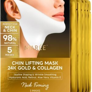 MAREE V Line Lifting Mask with 24K Gold – Deep Collagen Face Mask for Women – Jawline Shaper Mask with Retinol & Hyaluronic Acid – Neck Tightening & Firming - Double Chin Strap for Face Lift