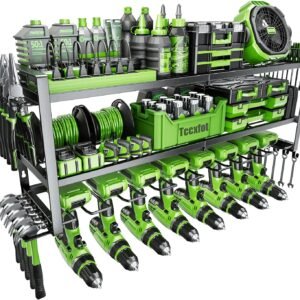Power Tool Organizer - 3 Layer 8 Drill Holder Wall Mount, Storage Rack for Garage Organization, Large Tool Shelf, Gifts for Him Men Dad Husband Anniversary Fathers Day, Cool Gadget Stocking Stuffer