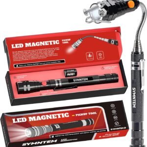 Gifts for Dad, Magnetic Pickup Tool, Telescoping Magnet Pickup Tool with 3 LED Flashlight, Christmas Gifts Stocking Stuffers for Men, Cool Gadget Gifts for Men, Black