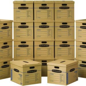 Bankers Box Medium Classic Moving Box 20 Pack, Reinforced Handles, Tape-Free Assembly, Box with Lid, 19-in x 14.5-in x 15.5-in (8817202)