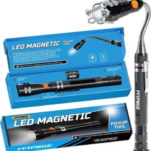 Telescoping Magnet Pickup Tool with 3 LED Magnetic Flashlight, Christmas Stocking Stuffers for Men Adults, Cool Gadgets Birthday Gifts for Men, Dad, Husband, Boyfriend