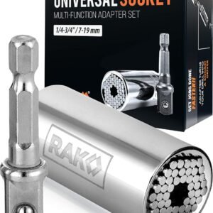 RAK Super Universal Socket Tool, 7-19mm Universal Socket Wrench Set, Gator Grip with Power Drill Adapter Set, Stocking Stuffer, Ideal Cool Gadgets Stuff for Birthday Gifts for Men Dad Husband