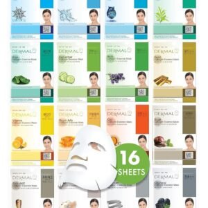 DERMAL Made in Korea Facial Mask – 20+ Years of Trusted K-Beauty, Premium Quality vs. Generic Chinese Masks, Best Value Sheet Mask for Daily Skincare – 16 Combo Pack A