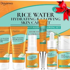Skin Care Set,6Pcs Women Teen Glass Skincare w/Korean Rice Extract,Hydrate Glow Repair Anti-Aging Facial Routine Kit Gift for Women Mom Wife Teenage Girl Trendy Stuff Christmas Gifts Stocking Stuffers