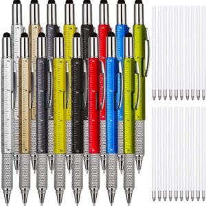Zhanmai 16 Pcs Multitool Pens 6 in 1 Multi-tool Pen Set with Refills for Men's Birthday Gifts, Christmas Stocking Stuffers for Men Dad Husband (Multi-color)