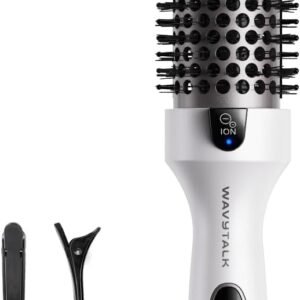 Wavytalk Blowout Boost Thermal Brush, 1.5 inch Heated Round Brush for Blowout Look, Negative Ion Technology, Ceramic Tourmaline, 5 Temperature Settings, Dual Voltage, White