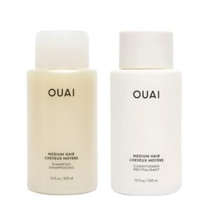 OUAI Medium Hair Shampoo and Conditioner Set - Sulfate-Free Shampoo and Conditioner for Women & Men - Made with Keratin, Shea Butter & Avocado Oil - Free of Parabens & Phthalates (10 Fl Oz)