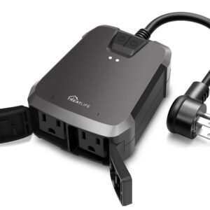 TREATLIFE 2 in 1 Outdoor Smart Dimmer Plug, 2 Individual Control Sockets, 600W, Compatible with Alexa, Google Home, IP64 for Outdoor String Lights, Dusk to Dawn, 2.4GHz WiFi Only