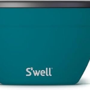 S'well Stainless Steel Salad Bowl Kit 64oz, Peacock Blue, Comes with 2oz Mini Canister and Removable Tray for Organization, Leakproof, Easy to Clean, Dishwasher Safe