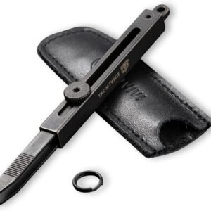 CIVIVI Precision Tweezers for Splinters, Retractable Keychain Tweezers for Men Women EDC Carry, Tac-N-Tweeze Tweezers with Leather Sheath Designed By Bob Terzuola C19062B-A