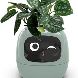 Smart Flowerpots,Smart Pet Planter,Ai Planter,Intelligent Flowerpots,Multiple Expressions,7 Smart Sensors, and Ai Chips Make Raising Plants Easy and Fun for Living Room,Plant-Free(Green)
