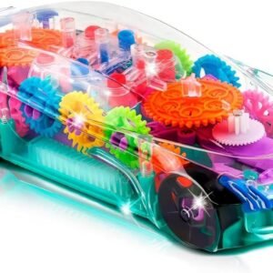ArtCreativity Light Up Transparent Sensory Car Toy for Kids, 1PC, Bump and Go Toy Car with Colorful Moving Gears, Music, and LED Effects, Easter Toys for Toddlers, Great Birthday Gift Idea