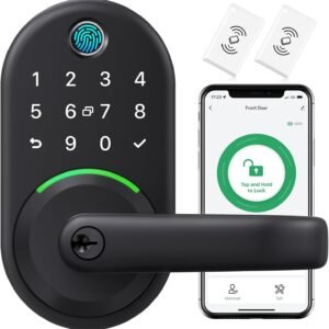 Smart Door Handle Lock with Keypad: Yamiry Fingerprint Smart Knob - Keyless Entry Digital Lock for Front Door - Deadbolt with APP - Generate Passcode Remotely - DIY Installation