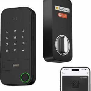X1 Apple Home Key Tap to Unlock, Smart Keyless Entry Door Lock with Fingerprint, Touch Keypad Deadbolt Lock Works with HomeKit Over Thread (Border Router), IP65 Weatherproof, Black