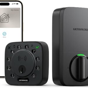 ULTRALOQ Bolt NFC, World's First Smart Lock with Apple Home Key and Android NFC, Tap to Unlock, Built in Wi-Fi Deadbolt, Remote Control, Works with HomeKit, Alexa, Google, 1 Year Battery, Black