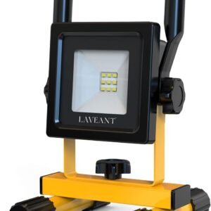 Rechargeable LED Work Lights,10W 2200mAh,600Lumens Portable Tiltable Waterproof Flood Lights with Stand, Men Tools for Outdoor Garage Emergency(10W Yellow)