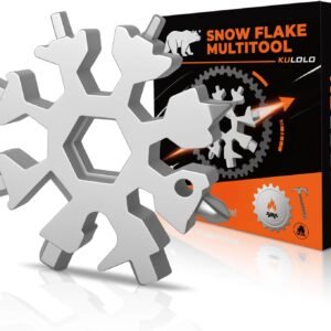 Snowflake Multi Tool – Stainless Steel EDC Gadget with Bottle Opener,Wrench & Key Ring,White Elephant Gift for Adults 2025,Christmas Stocking Stuffer for Men,Dad,Husband (Silver‌)