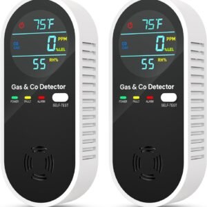 4-in-1 Natural Gas Leak Detector & Carbon Monoxide Detectors with Natural, Propane, Co & Gas Leak Detector - Carbon Monoxide Detectors Plug in -Temperature & Humidity Detectors for Home, RV (2 Packs)