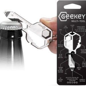 Geekey Keychain Multitool – EDC Tool with 16+ Functions | Small Bottle Opener keychain with Screwdriver, Wrench, and Box Cutter for Travel, Outdoor, and Everyday Use – TSA Safe