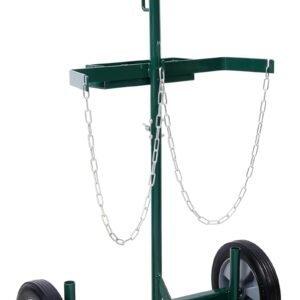 440lbs Capacity Cylinder Cart, Welding Cylinder Hand Truck with 2 Chains, Large Dual Oxygen Tank Cart Dolly with 10-Inch Solid Rubber Wheels