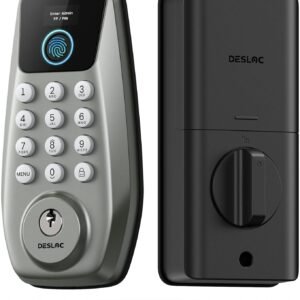 DESLOC C110 Smart Lock with LockVue Display, 3-in-1 Keyless Entry Door Lock with Fingerprint, Passcode & Key, BHMA Certified Deadbolt, Auto Lock, 12-Month Battery for Home, Apartment & Airbnb, Nickel