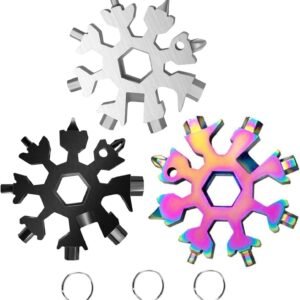 3Packs Snowflake Multi Tool, 18-in-1 Stainless Steel Snowflake Multitool for Bottle Opener and Flat Phillips Screwdriver Kit/Wrench,Christmas Gifts for Men Adults Dad,Gadgets for Outdoor Camping Daily