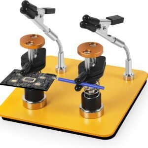 Helping Hands Clamp Metal, Adjustable Third Hand Soldering Holder Stand For Electronics, Hobby DIY, Craft, Jewelry, PCB Repair Solder Aid Station (Yellowblack, small)