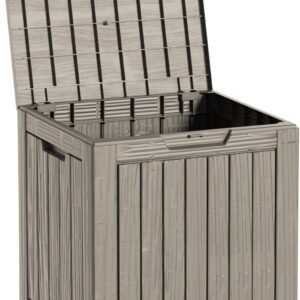 30 Gallon Waterproof Deck Boxes for Outdoor - Compact Resin Patio Storage Boxes, Pool Storage Bin with Lock for Cushions & Tools, UV-Resistant, Slate Grey