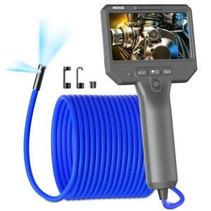 NIDAGE Dual Lens Borescope Inspection Camera 1920P HD Endoscope Camera with Light Waterproof Industrial Endoscope 11.5FT Flexible Snake Cam with 4.3'' IPS Screen, Mechanic Scope Cam Gift for Men