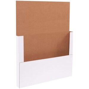 Boxes Fast BFM24182BF Corrugated Cardboard Easy-Fold Mailers, 24 x 18 x 2 Inches, Fold Over Mailers, Adjustable Die-Cut Shipping Boxes, Multi-Depth, Large White Mailing Boxes (Pack of 50)