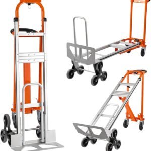3in1 Aluminum Hand Truck 880 lb Capacity, Stair Climbing Cart Utility Cart Converts from Hand Truck Dolly to Platform Cart 3 Positions for Transport & Moving with 10" Rubber Wheels