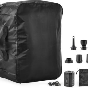 Keaber Travel Vacuum Bag with Pump,Reusable Airless Vacuum Bag for Travel Luggage, Space Saver Vacuum Storage Bags Sealer for Clothing (1-Pack,Black,USB Electric Pump)