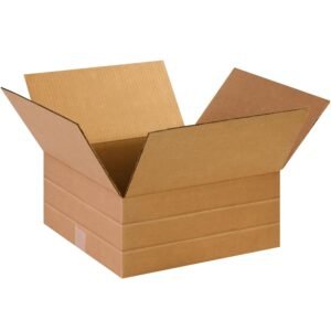 Boxes Fast BFMD14146 Multi-Depth Cardboard Shipping Boxes, 14" x 14" x 6", Pre-Scored, Single Wall Corrugated, Kraft (Pack of 25)