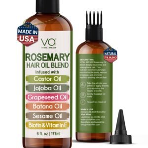 VITAL AFFAIR Blend Of Pure Rosemary Oil For Hair Growth With Castor, Batana, Jojoba Oil-Infused With Biotin & Vitamin E-Blend of Effective Hair Oils for Hair Growth-Strengthening Treatment 6 Fl Oz