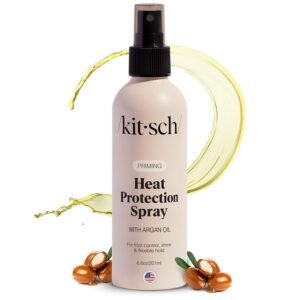 Kitsch Heat Protection Spray for Hair – Heat Protectant for Hair with Argan Oil – Styling Hair Spray for Frizz Control, Shine & Damage Protection – Protects Strands | Ideal Gifts for Women – 6.8oz