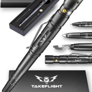 Tactical Pen with Flashlight – Multitool EDC Pen with Glass Breaker & Bottle Opener, Gift for Men & Women, Stocking Stuffer or Father’s Day Gadget